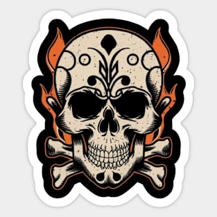 Vintage Graphic Skull Theme Sticker